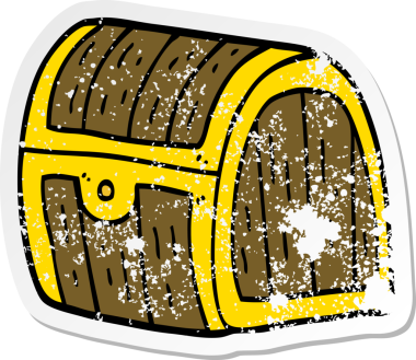 Bir insan tarafından çizilmiş karikatür hazine sandığının sıkıntılı çıkartması.