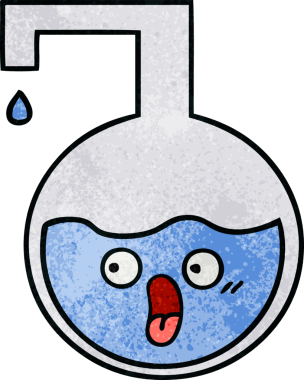 Bir insan tarafından çizilmiş bir bilimsel deneyin retro grunge doku karikatürü