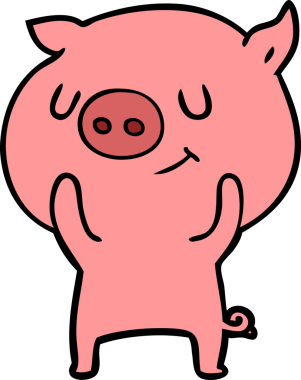 Bir insan tarafından çizilmiş mutlu çizgi film domuzu.