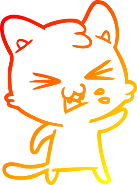 Bir insan tarafından çizilmiş çizgi film kedisinin sıcak çizgi çizimi