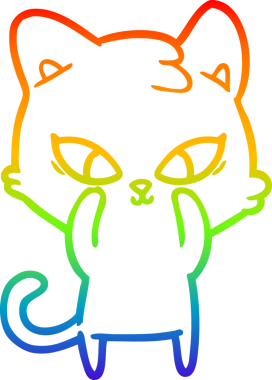 Gökkuşağı gradyan çizgisi bir insan tarafından çizilmiş şirin bir çizgi kedi çizimi