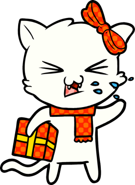 Bir insan tarafından çizilmiş çizgi film kedisi.