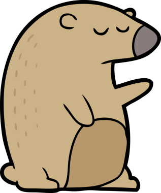 Bir insan tarafından çizilmiş çizgi film ayısı.