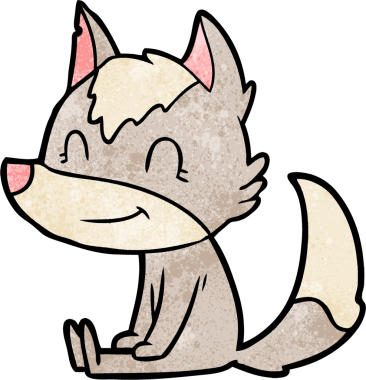 Bir insan tarafından çizilmiş dost canlısı bir kurt.