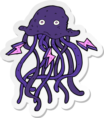 Bir insan tarafından çizilmiş ahtapotun çıkartması.