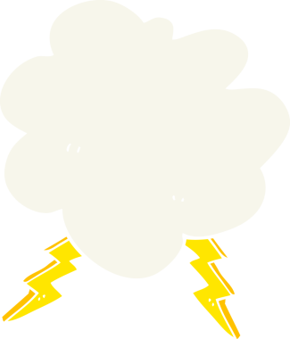 Bir insan tarafından çizilmiş fırtına bulutunun düz renk çizimi