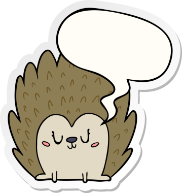 Bir insan tarafından çizilmiş balon etiketli şirin bir kirpi.