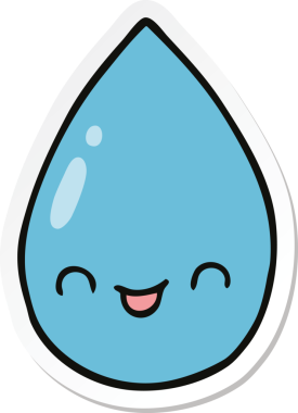 Bir insan tarafından çizilmiş şirin bir yağmur damlası çıkartması.