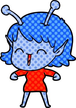 Bir insan tarafından çizilmiş uzaylı kız.