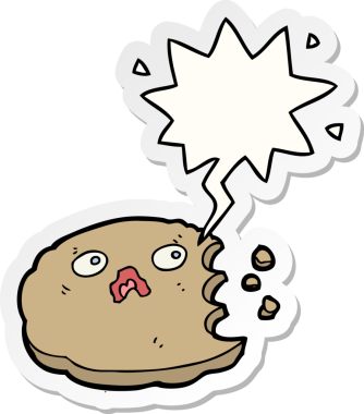 Bir insan tarafından çizilmiş konuşma balonu etiketli çizgi film kurabiyesi.