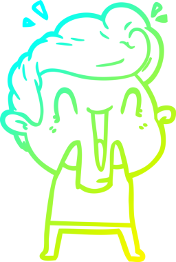 Bir çizgi film çizen soğuk gradyalı mutlu bir adam bir insan tarafından çizilmiş.