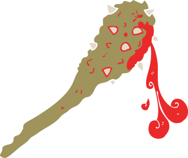 Bir insan tarafından çizilmiş Kanlı Taş Devri Kulübü 'nün düz renkli çizimi
