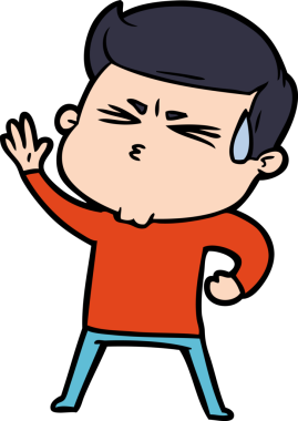 Bir insan tarafından çizilmiş terleyen çizgi film adamı.