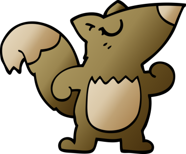 Bir insan tarafından çizilmiş kendine güvenen bir sincap.