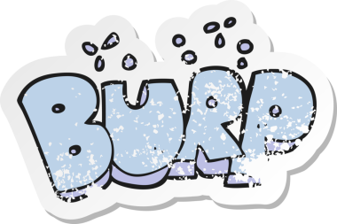 Bir insan tarafından çizilmiş geğirme metninin gerilimli retro yapıştırması