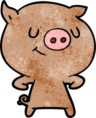 Bir insan tarafından çizilmiş mutlu çizgi film domuzu.