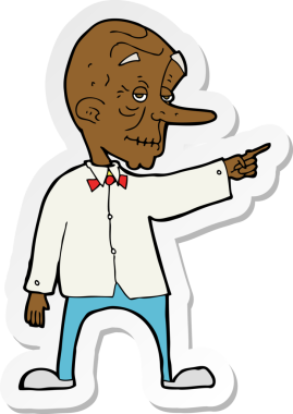 Bir insan tarafından çizilmiş yaşlı bir adamın karikatür çıkartması.