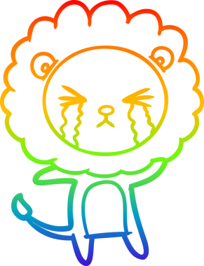 Bir insan tarafından çizilmiş ağlayan bir aslanın çizgi çizimi.