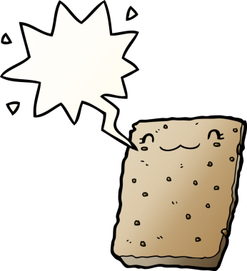 bir insan tarafından çizilmiş düzgün eğimli konuşma baloncuklu çizgi film bisküvisi