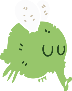 Bir insan tarafından çizilmiş garip bir çizgi film sineği.