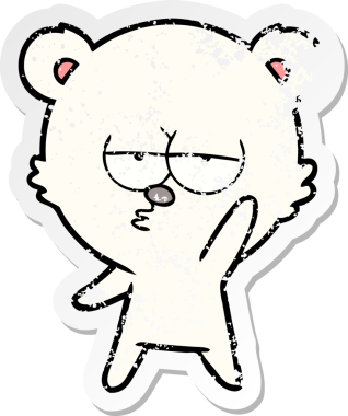 Sıkılmış bir kutup ayısı karikatürünü bir insan çizmiş.