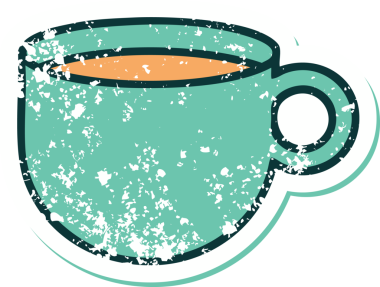 Bir insan tarafından çizilmiş kahvenin sembolik dövmeli görüntüsü.