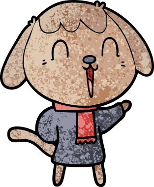 Bir insan tarafından çizilmiş şirin bir çizgi film köpeği.