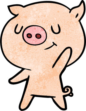 Bir insan tarafından çizilmiş mutlu domuz çizimi.