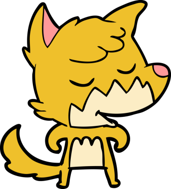 Bir insan tarafından çizilmiş dost canlısı çizgi film tilkisi