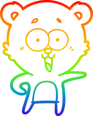 Bir insan tarafından çizilmiş gülen oyuncak ayının çizdiği gökkuşağı gradyan çizgisi.