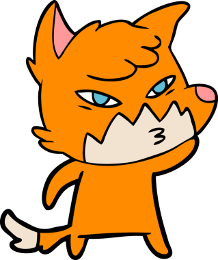 Bir insan tarafından çizilmiş akıllı çizgi film tilkisi.