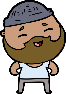 Bir insan tarafından çizilmiş mutlu sakallı bir adam.