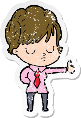 Bir insan tarafından çizilmiş karikatür bir kadının sıkıntılı çıkartması.