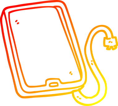 Bir insan tarafından çizilen çizgi film tabletinin sıcak gradyan çizimi