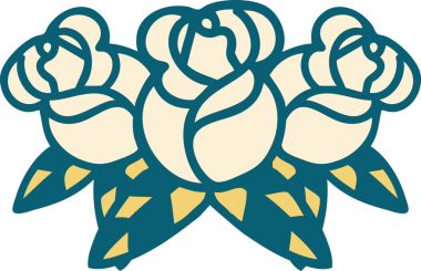 Bir insan tarafından çizilmiş bir buket çiçeğin ikonik dövme şekli