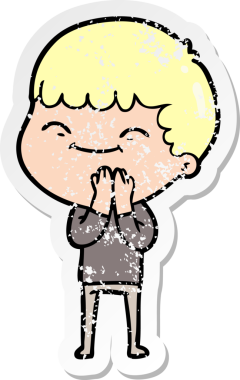 Bir insan tarafından çizilmiş mutlu bir çocuğun sıkıntılı çıkartması.