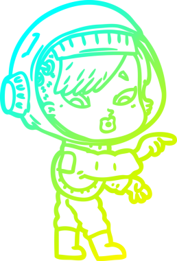 Bir insan tarafından çizilmiş soğuk gradyan çizgili astronot kadın çizimi.