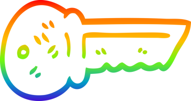 gökkuşağı gradyan çizgi çizimi bir insan tarafından çizilmiş metal bir anahtar