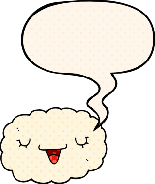 Bir insan tarafından çizilmiş çizgi roman tarzında konuşma baloncuğu olan karikatür bulutu