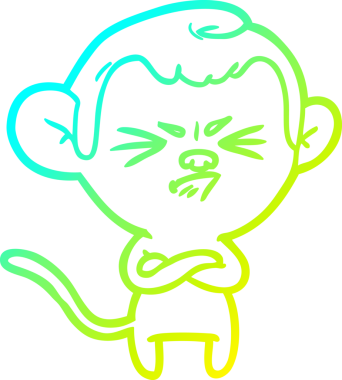 Bir insan tarafından çizilmiş, sinir bozucu bir maymunun soğuk çizgi çizimi.