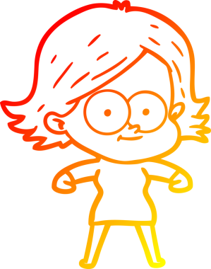 Bir insan tarafından çizilmiş mutlu bir çizgi film kızı çizimi