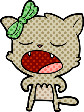 Bir insan tarafından miyavlanan kedi çizgi filmi.