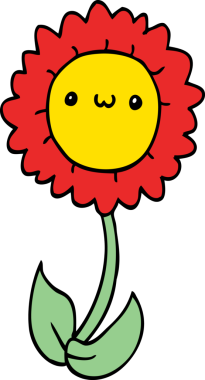 Bir insan tarafından çizilmiş karikatür çiçeği