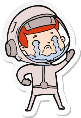 Bir insan tarafından çizilmiş ağlayan bir astronotun çıkartması.