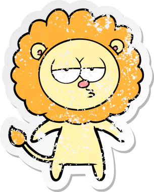 Bir insan tarafından çizilmiş sıkıntılı bir çizgi film çıkartması.