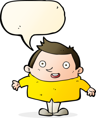 Bir insan tarafından çizilmiş konuşma balonlu mutlu adam çizgi filmi.