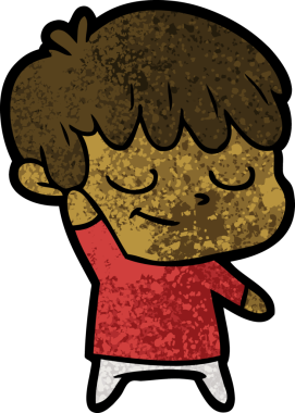 Bir insan tarafından çizilmiş mutlu çizgi film çocuğu.