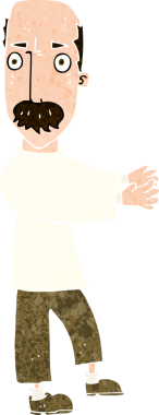 Bir insan tarafından çizilmiş kelleşen adam.