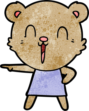 Bir insan tarafından çizilmiş mutlu çizgi film ayısı.