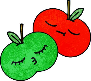 Bir insan tarafından çizilmiş elmaların retro grunge deseni